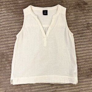 Echo White Cotton Gauze Sleeveless Top | S